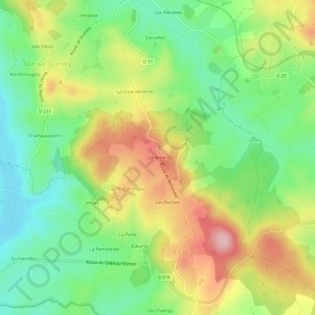 Carte topographique Le Brûlé, altitude, relief