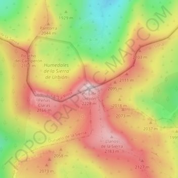 Carte topographique Urbión, altitude, relief