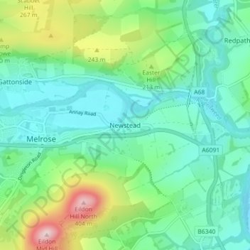 Carte topographique Newstead, altitude, relief