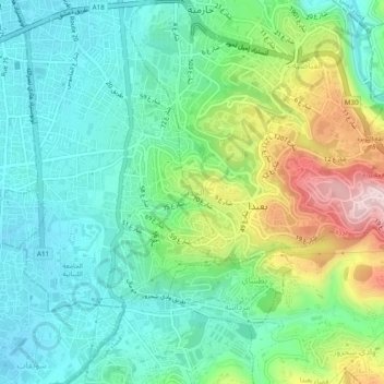 Carte topographique Hadath, altitude, relief