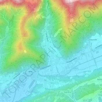 Carte topographique Tovena, altitude, relief