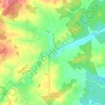 Carte topographique Krumbach, altitude, relief