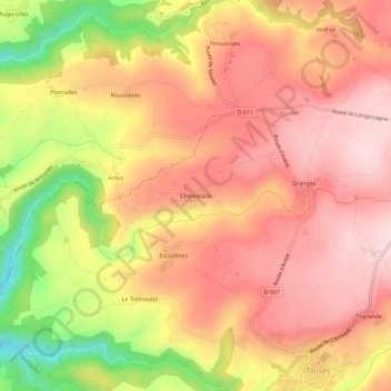 Carte topographique Cheminade, altitude, relief
