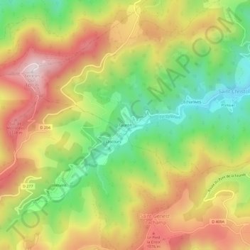 Carte topographique Talaron, altitude, relief