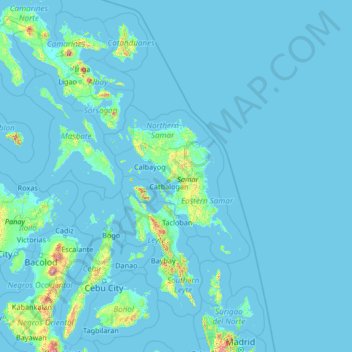 Carte topographique Samar, altitude, relief
