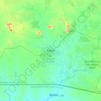 Carte topographique Kaele, altitude, relief