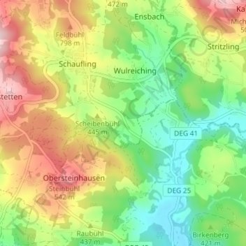 Carte topographique Urlading, altitude, relief