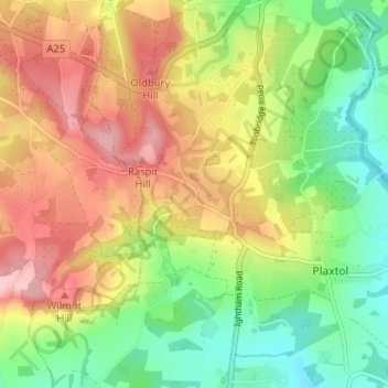 Carte topographique Ivy Hatch, altitude, relief