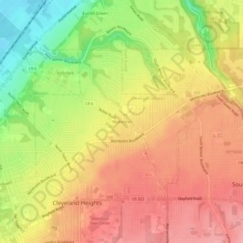 Carte topographique Bluestone, altitude, relief