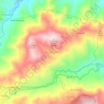 Carte topographique Ras El Faydh, altitude, relief