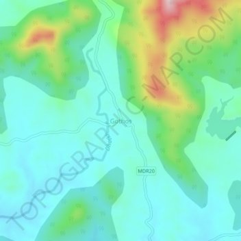 Carte topographique Gothos, altitude, relief