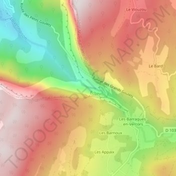 Carte topographique Grands Goulets, altitude, relief