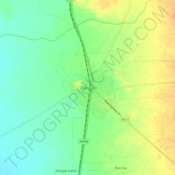 Carte topographique Dasuya, altitude, relief