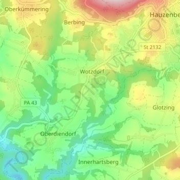 Carte topographique Oberholz, altitude, relief