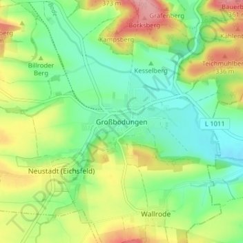 Carte topographique Großbodungen, altitude, relief