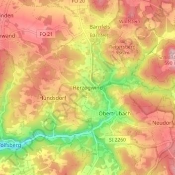 Carte topographique Herzogwind, altitude, relief