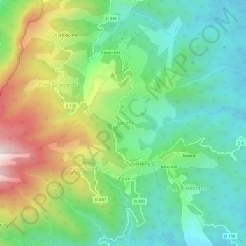 Carte topographique Talasani, altitude, relief