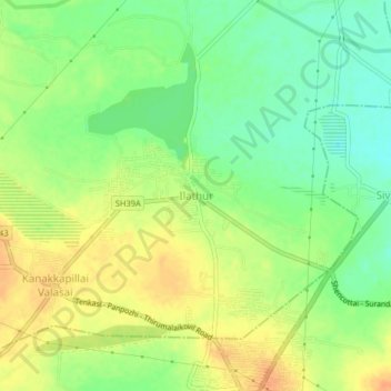 Carte topographique Ilathur, altitude, relief