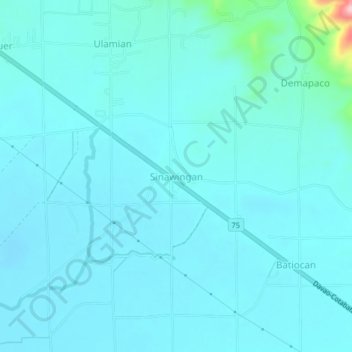 Carte topographique Sinawingan, altitude, relief