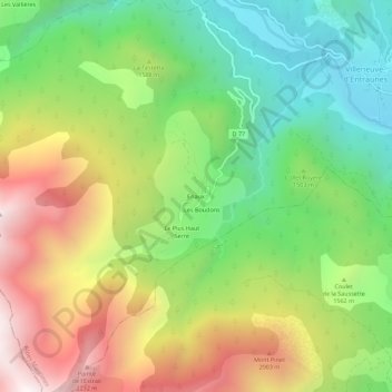 Carte topographique Enaux, altitude, relief