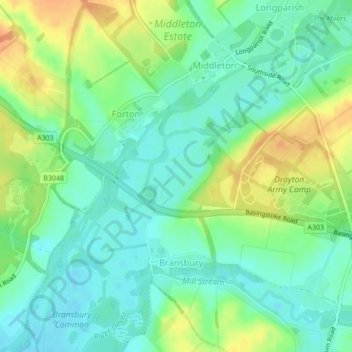 Carte topographique Drayton, altitude, relief