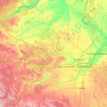 Carte topographique Onoway (town), altitude, relief