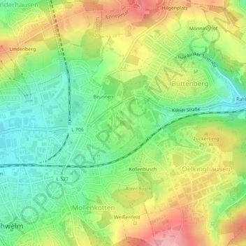 Carte topographique Rote Berge, altitude, relief