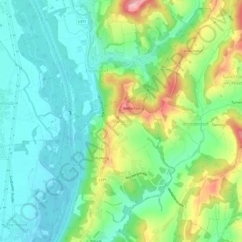Carte topographique Mellach, altitude, relief