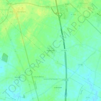 Carte topographique Outrouville, altitude, relief