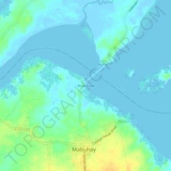 Carte topographique Hula-hula, altitude, relief
