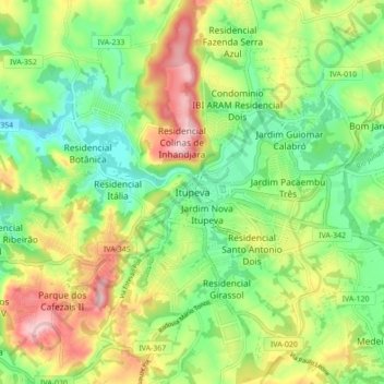 Carte topographique Itupeva, altitude, relief