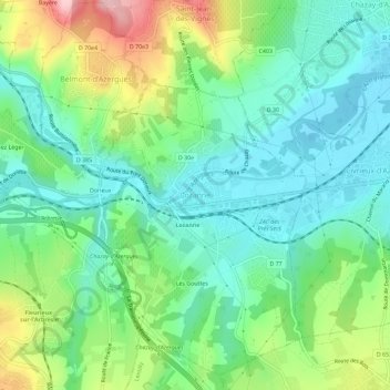 Carte topographique Lozanne, altitude, relief