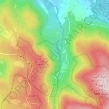 Carte topographique Housseramont, altitude, relief