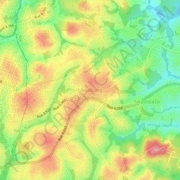 Carte topographique Nkoabang, altitude, relief