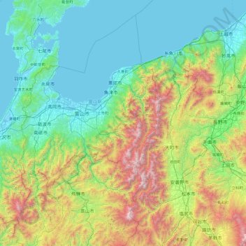 Carte topographique Nakaniikawa County, altitude, relief