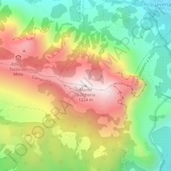 Carte topographique Monte Bulgheria, altitude, relief