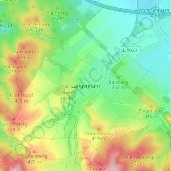 Carte topographique Langenhain, altitude, relief