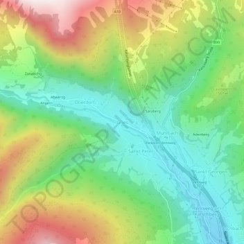Carte topographique Gries, altitude, relief