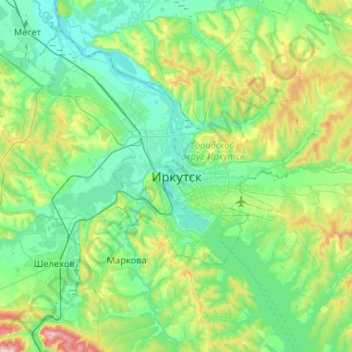 Carte topographique Irkoutsk, altitude, relief