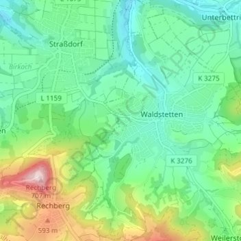 Carte topographique Herzenklinge, altitude, relief