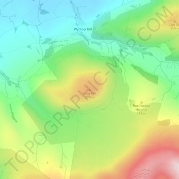 Carte topographique Ling Fell, altitude, relief