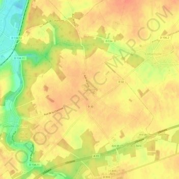 Carte topographique Gasville, altitude, relief