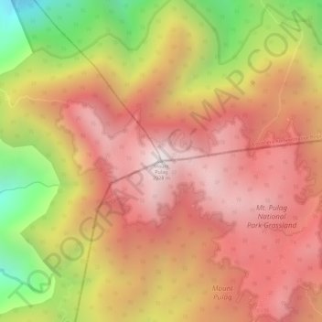 Carte topographique Mount Pulag, altitude, relief