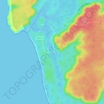 Carte topographique Achra, altitude, relief