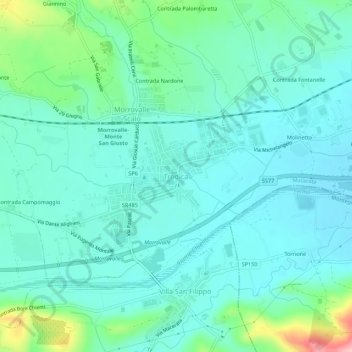 Carte topographique Trodica, altitude, relief