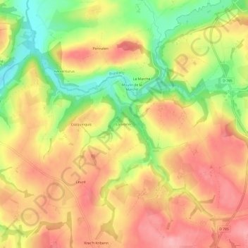 Carte topographique Lanvorien, altitude, relief