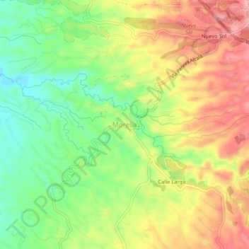 Carte topographique Morelia, altitude, relief