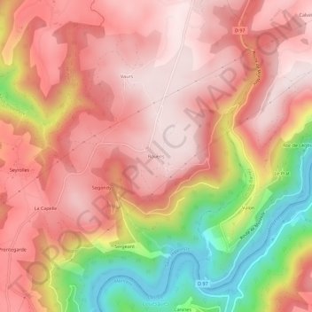 Carte topographique Rouens, altitude, relief