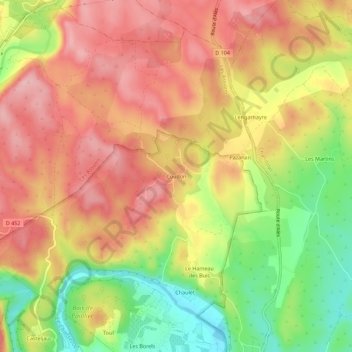 Carte topographique Coudon, altitude, relief