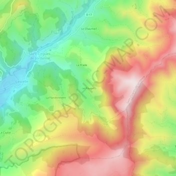 Carte topographique Le Pouget, altitude, relief